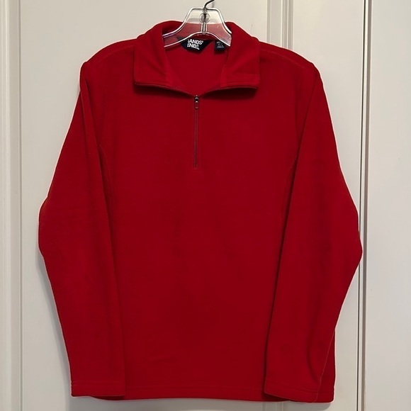 Lands End Red Polar Tech Long Sleeve 1/4 Zip fro T Jacket Women’s Medium - Picture 1 of 9